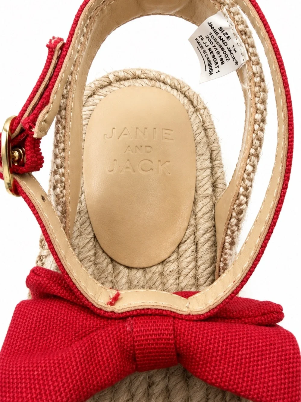 Janie and Jack Girls Bow Espadrille Sandals Red Size 1 Kids Ankle Strap Shoes